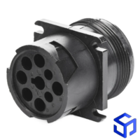 CONECTOR HD10 9 VIAS MACHO COM FLANGE